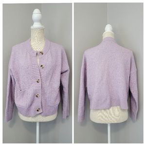 Madewell Lavender Button-Up Sweater